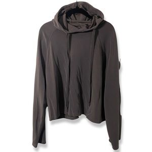 JOY LAB - CHARCOAL SEAMLESS ACTIVEWEAR HOODIE WITH TURTLENECK NECKLINE